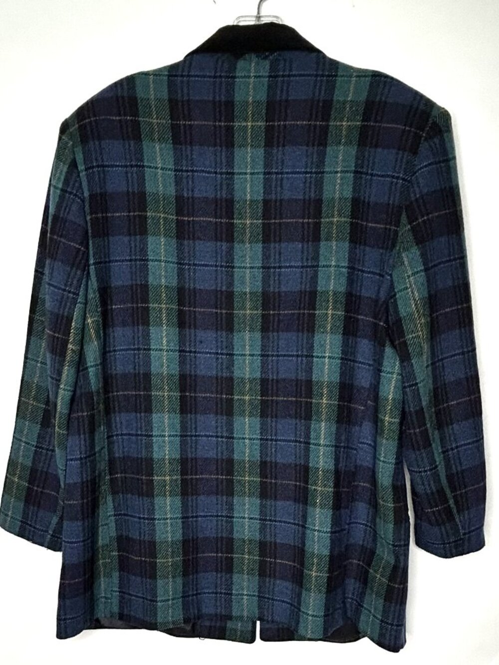 Vintage Dumas Women’s Blazer XL Blue and Green Plaid Wool-Touch Made in USA - Picture 3 of 10